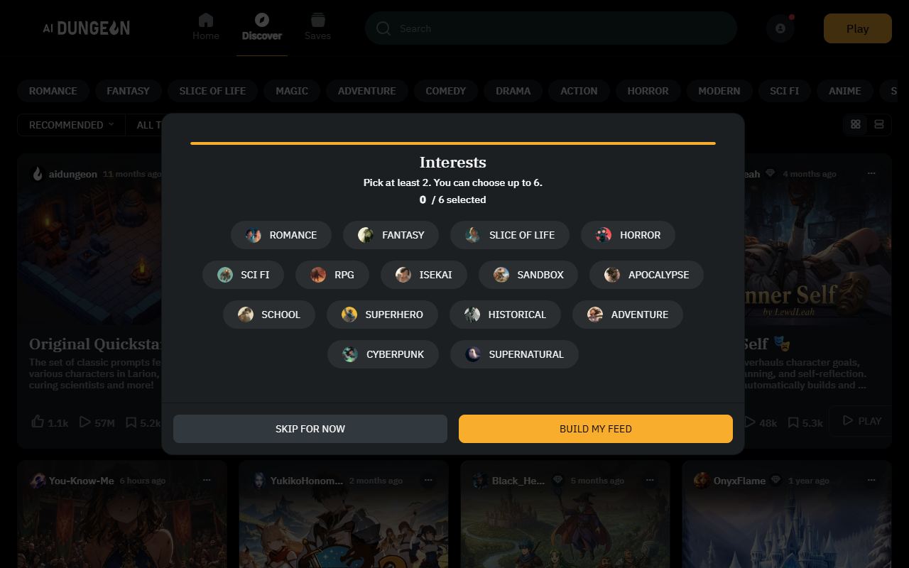 AI Dungeon 界面截图
