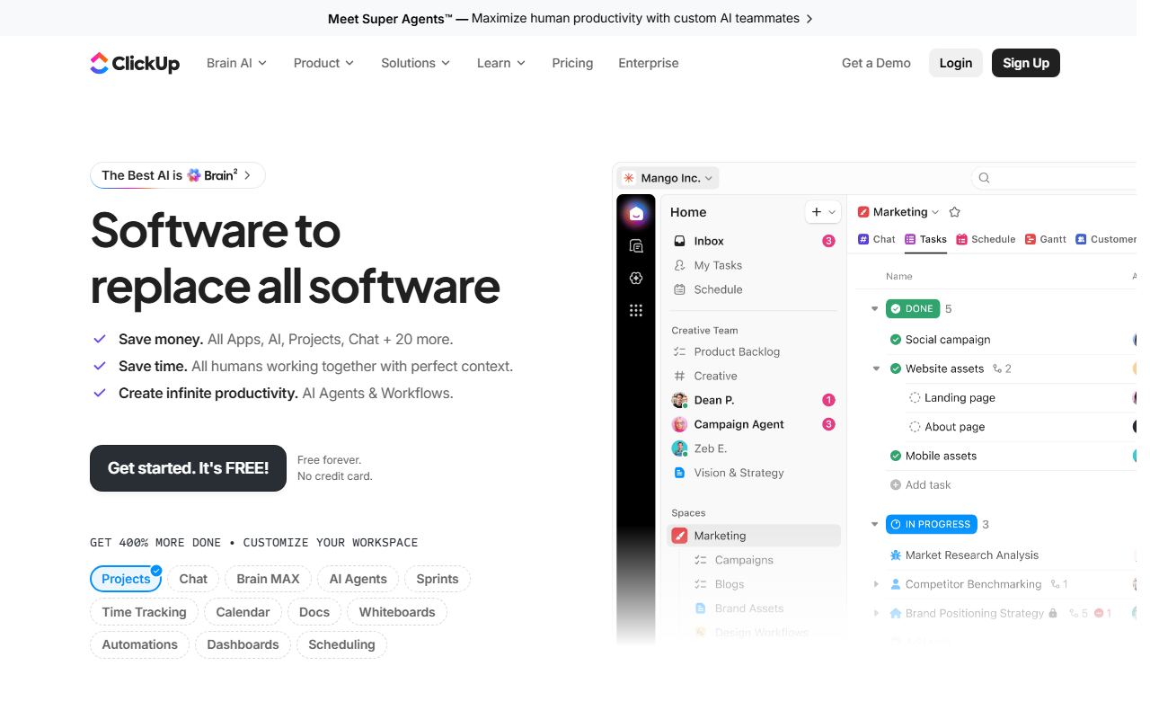 ClickUp AI 界面截图