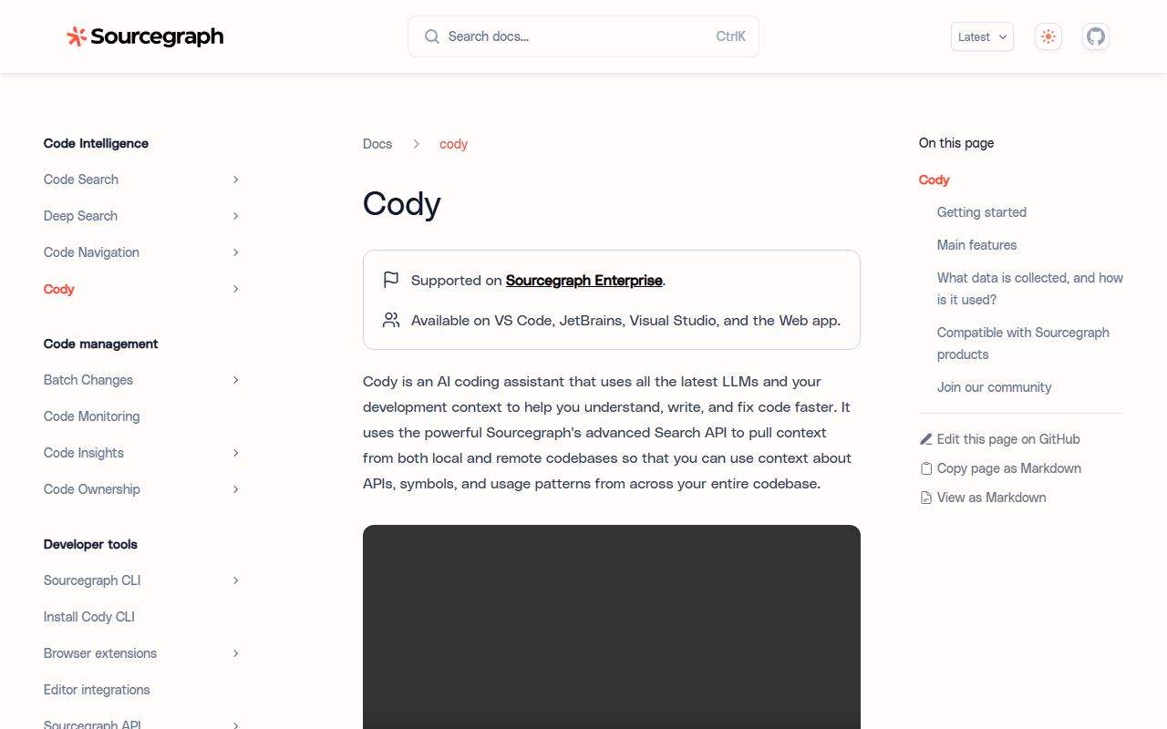 Sourcegraph Cody 界面截图