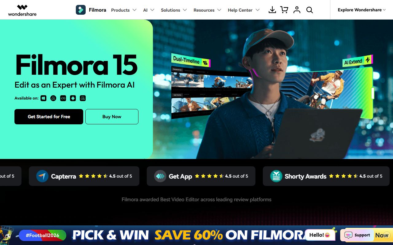Wondershare Filmora AI 界面截图