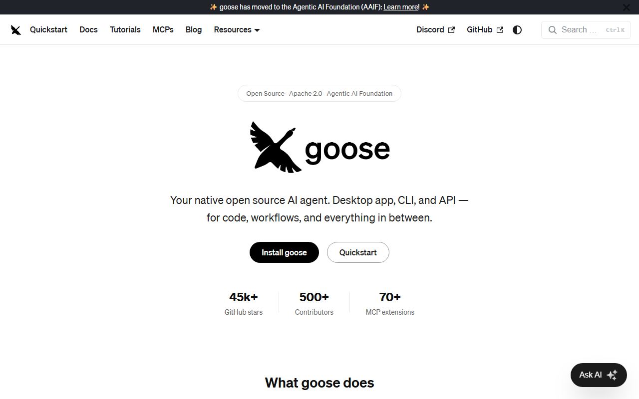 Goose AI 界面截图
