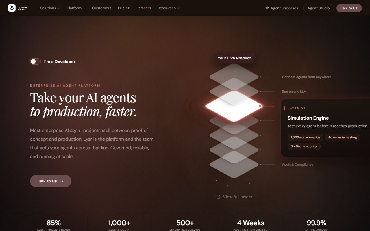 Lyzr AI 界面截图