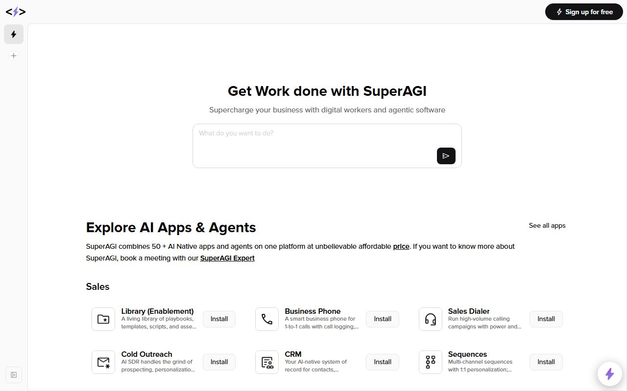 SuperAGI 界面截图